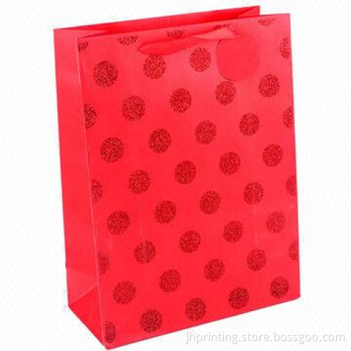 Paper Gift Bag with Glitter Circle, Made of 200g Art Paper, OEM Samples are Available
